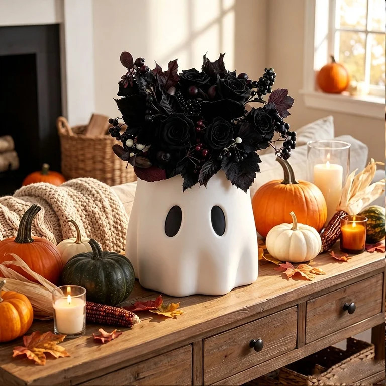 Kuokaa Ghost Planter Pot, White Plastic Flower Holder, 5.5 in | Walmart (US)