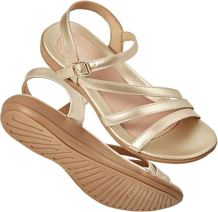 Flat Sandals for Women Dressy - Comfortable Walking Summer Womens Sandal | Amazon (US)