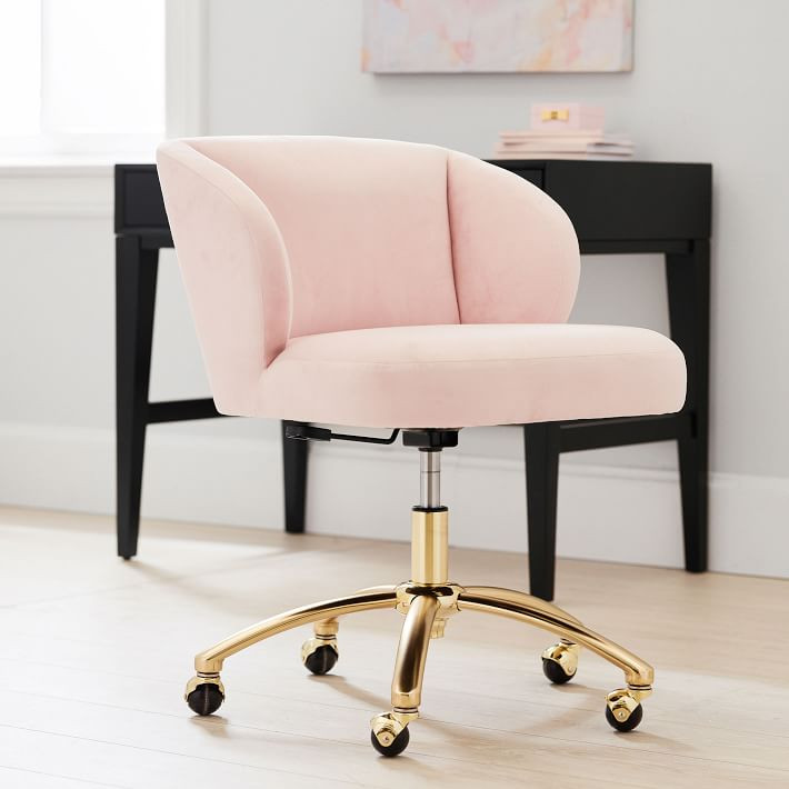 Performance Everyday Velvet Rose Wingback Swivel Desk Chair | Pottery Barn Teen