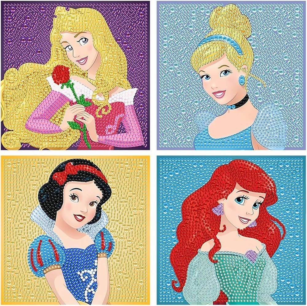 4Pack Diamond Painting Kits for Kids-Princess 5D Diamond Gem Art by Number Dots Kits Art and Craf... | Amazon (US)