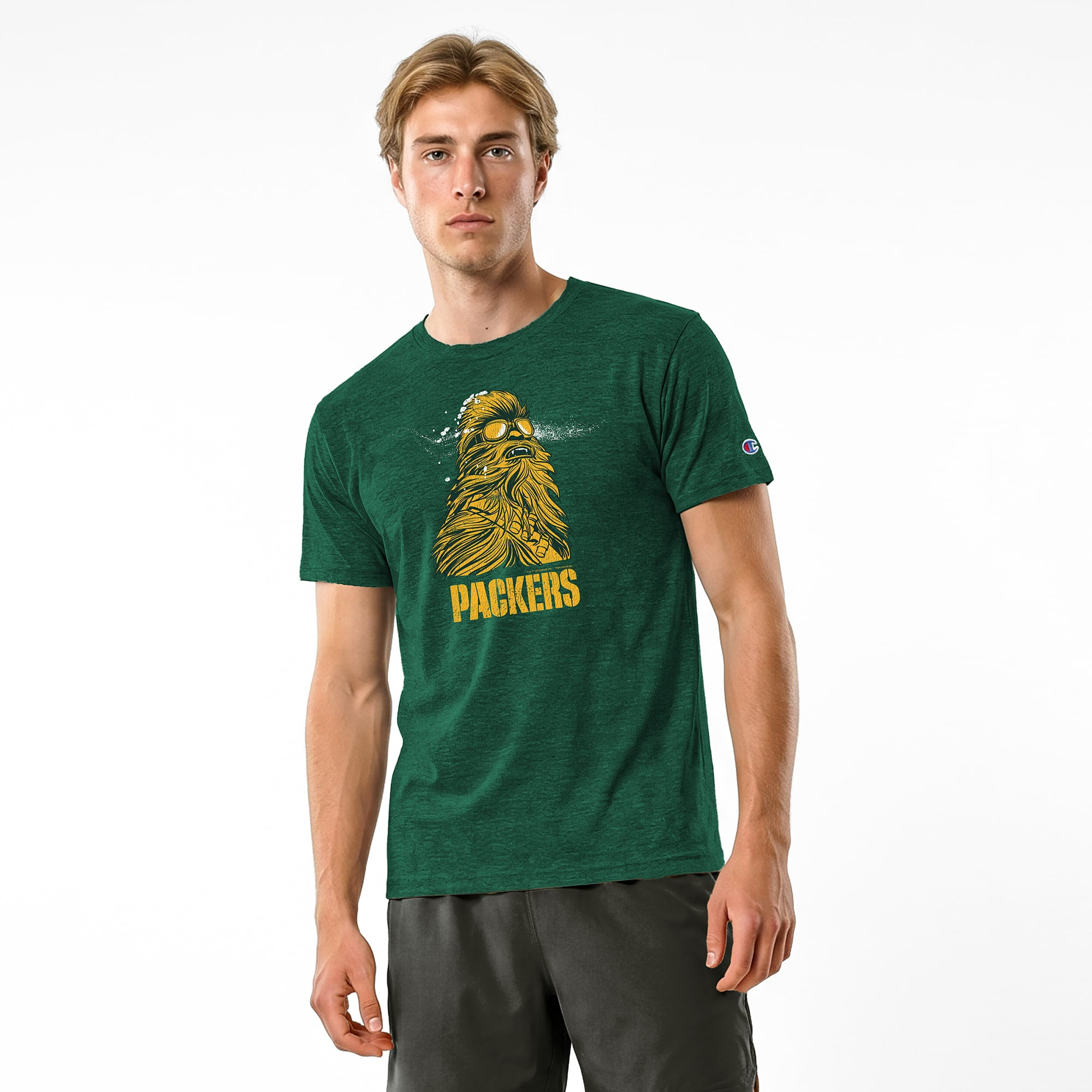 Green Bay Packers Disney x Champion Chewbacca Tri-Blend T-Shirt - Green | Fanatics