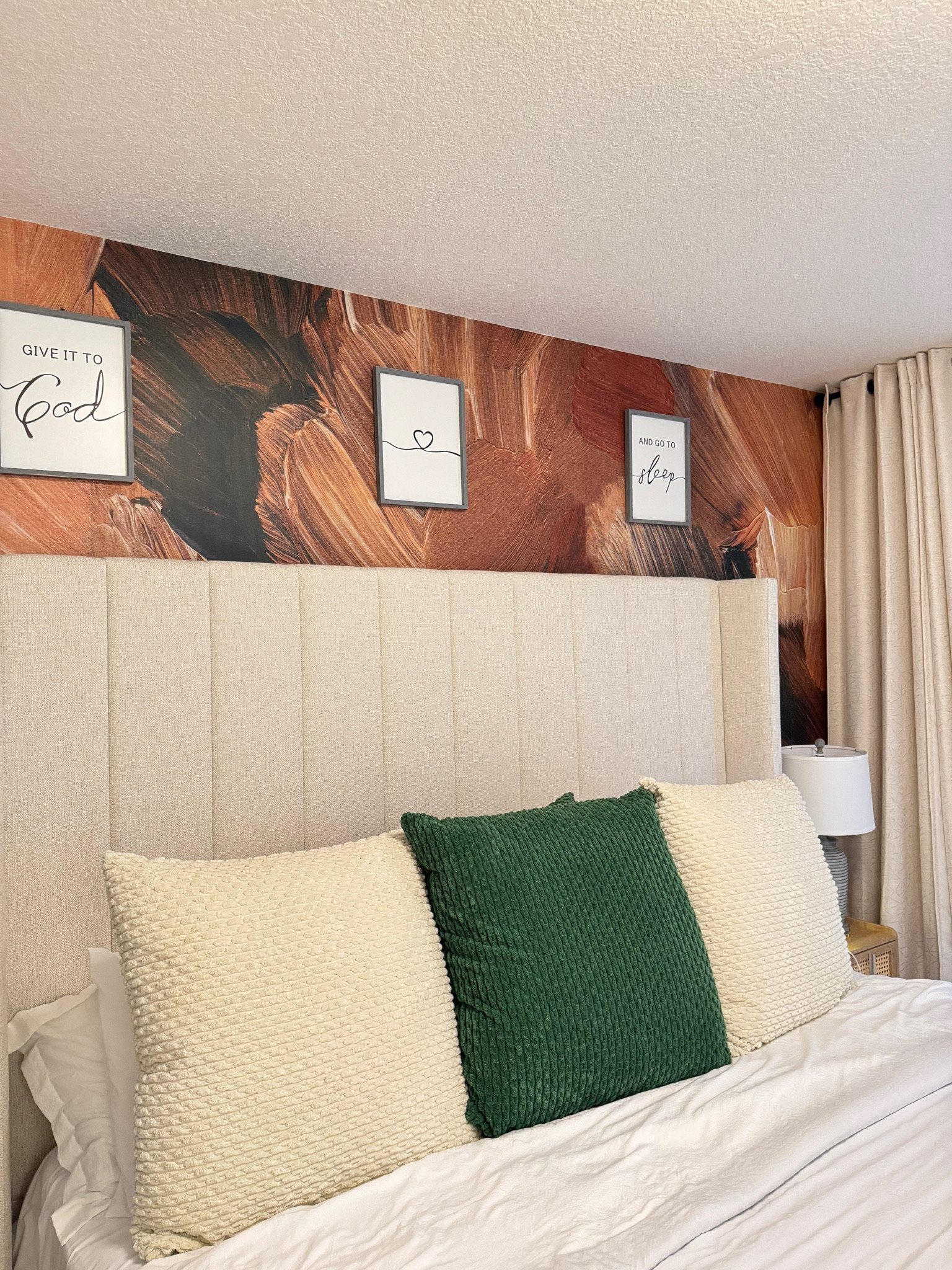 Wall Decor for Bedroom
Utopia Bedding Throw Pillows 
CINSARY 25" Farmhouse Jar Table Lamps Set of 2
Rattan Nightstand with Charging Station & 2 Rattan-Like Decor Drawers