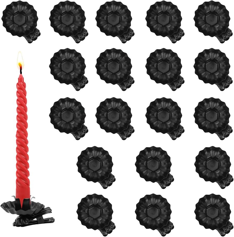 20 Pcs Christmas Tree Candle Clip Bulk Clip On Candle Holder (Black) | Amazon (US)