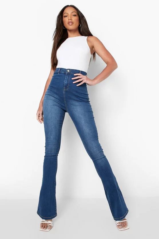 Tall High Waist Skinny Flared Jeans | Boohoo.com (US & CA)