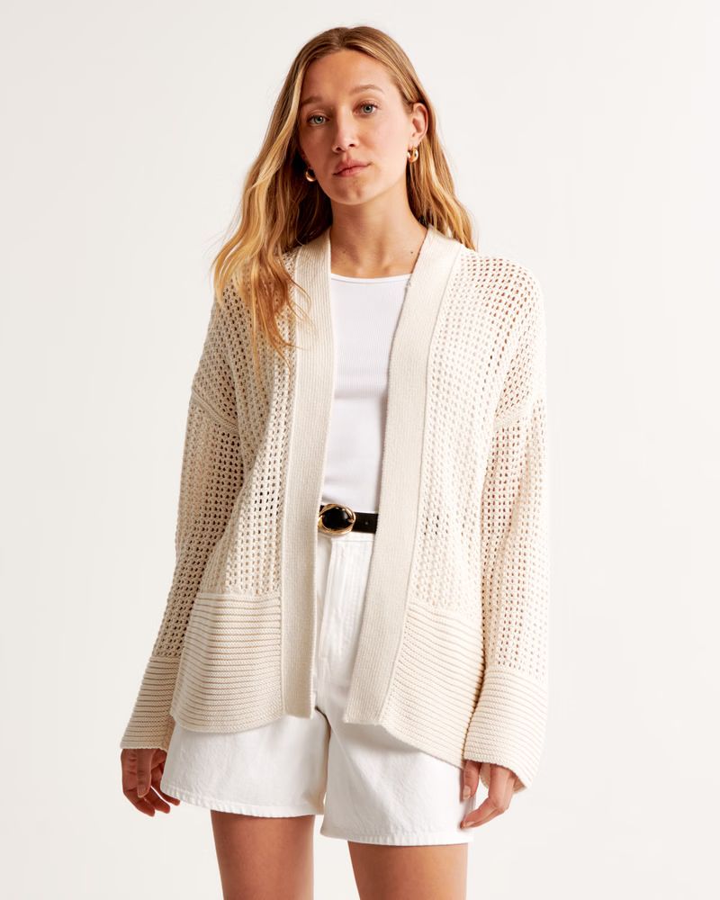 Women's Mesh Stitch Non-Closure Cardigan | Women's Tops | Abercrombie.com | Abercrombie & Fitch (US)