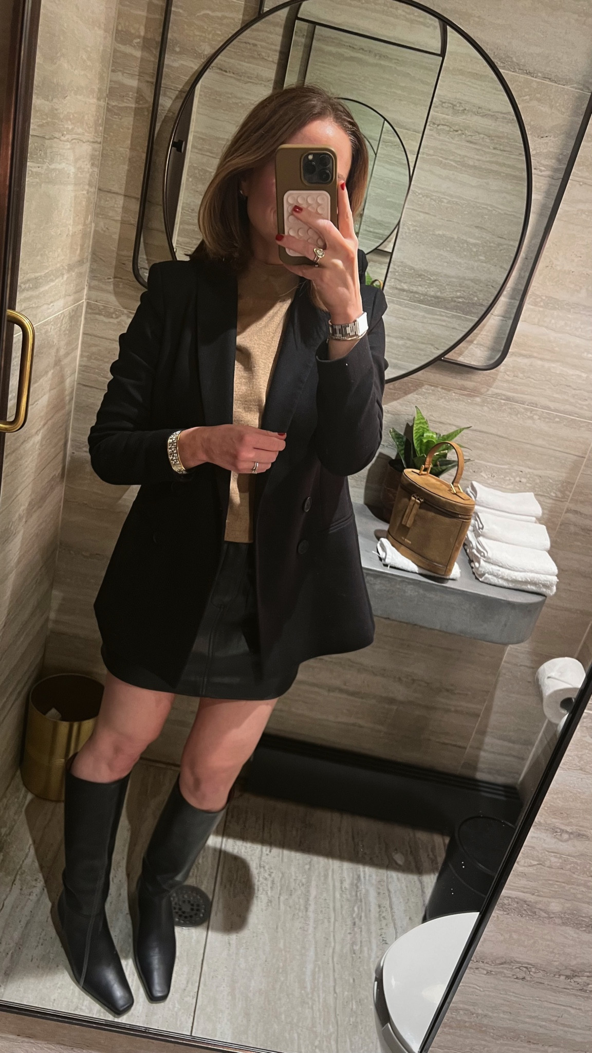 Girls night out/date night outfit inspo
Black leather mini skirt BlankNyc 
Black knee high boots reformation 

#LTKstyletip #LTKshoecrush