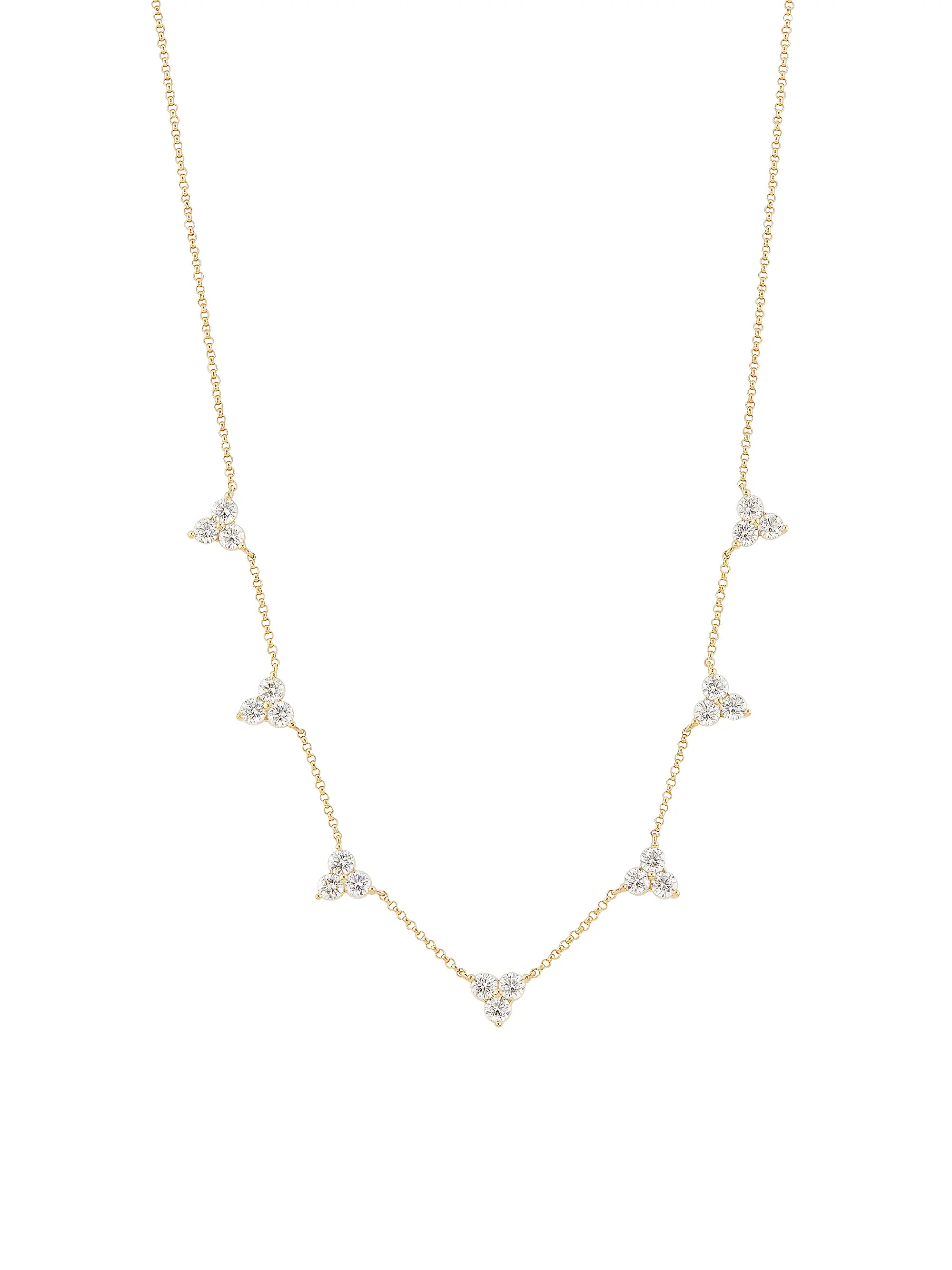 Shop Saks Fifth Avenue Collection 14K Yellow Gold &amp; 1.65 TCW Diamond Station Necklace | Saks ... | Saks Fifth Avenue