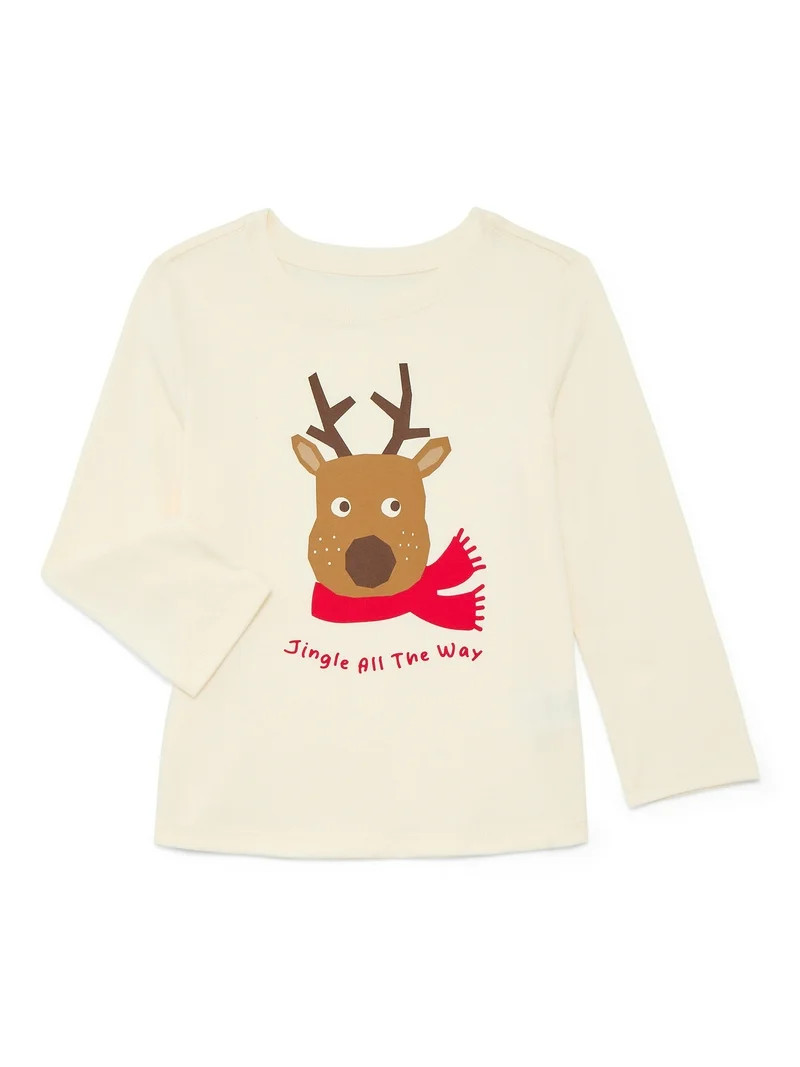 Holiday Time Toddler Boys or Girls Christmas Tee with Long Sleeves, Sizes 12M-5T | Walmart (US)