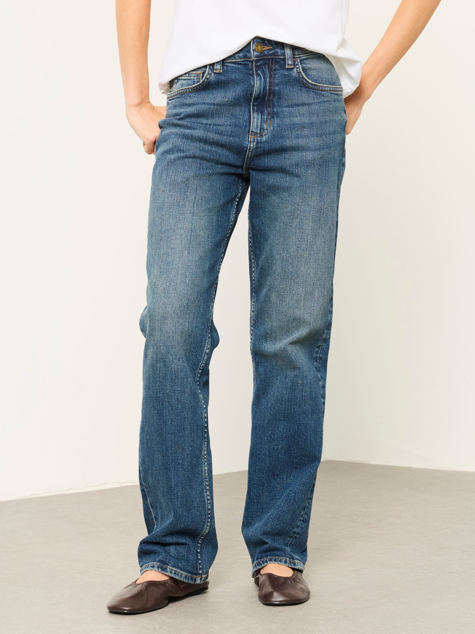 Filby Blue Denim Relaxed Straight Jeans | Fat Face