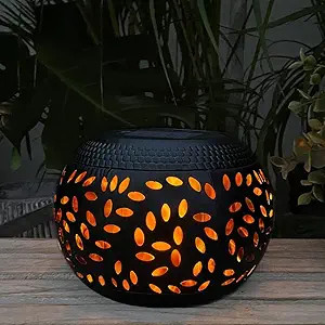 Solar Table Lantern Outdoor Waterproof- Dancing Flickering Flame Solar Powered LED Light，Black ... | Amazon (US)