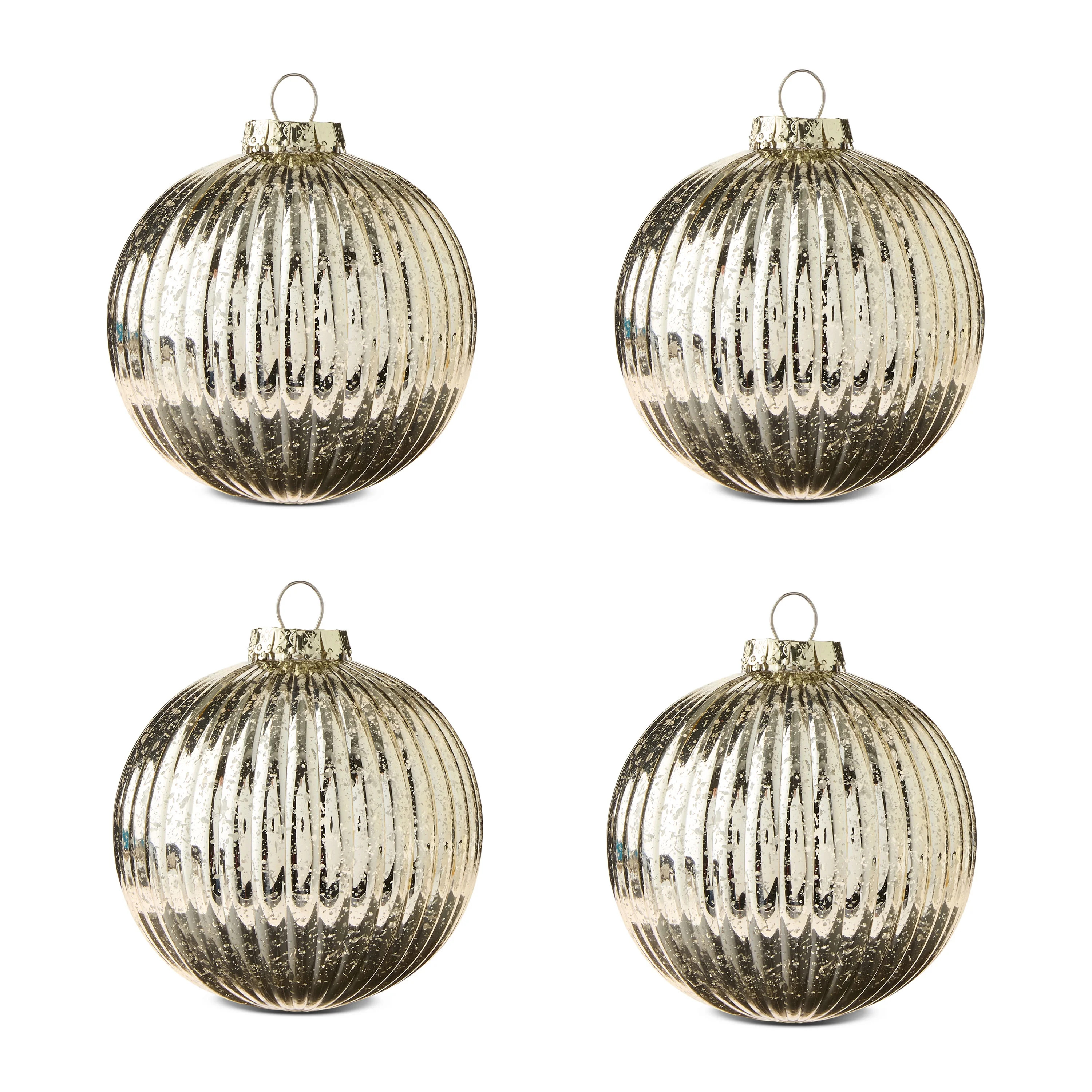 4-Count Gold Vintage-Style Shatterproof Christmas Ornaments, 5.9 in, by Holiday Time - Walmart.co... | Walmart (US)