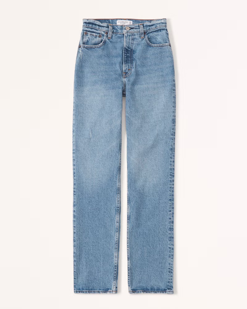 Abercrombie & Fitch Women's Ultra High Rise 90s Straight Jean in Medium - Size 30 X-LONG | Abercrombie & Fitch (US)
