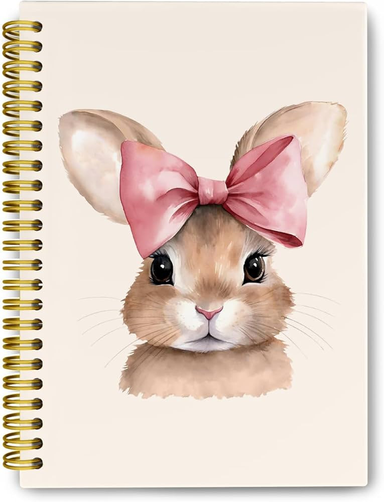 Coquette Pink Bows Animal Notebook, Aesthetic Composition Notebook, Rabbit Spiral Hardcover Noteb... | Amazon (US)