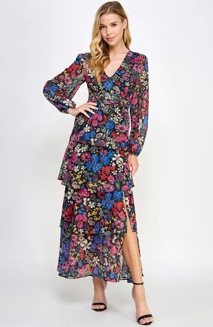 KOKO + MASON Floral Open Back Long Sleeve Maxi Dress | Nordstromrack | Nordstrom Rack