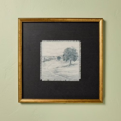 18"x18" Square Matte Black Landscape Framed Wall Art - Hearth & Hand | eBay US