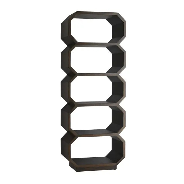 Arteriors Modern Umber Finished Wood Geometric Riley Etagere | Chairish