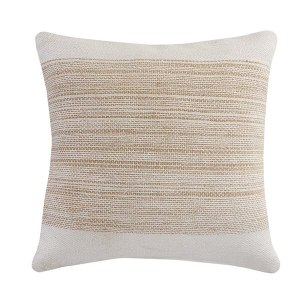 Ox Bay Striped Ivory / Tan 20 in. x 20 in. Jute Bordered Throw Pillow | Walmart (US)