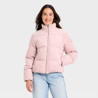 Women's Puffer Jacket - Universal Thread™ Light Pink L | Target