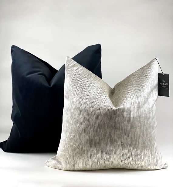 Sliver Grey Satin Plush Throw Pillow Cover | Etsy | Etsy (US)