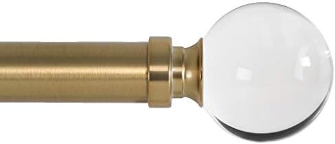 Ivilon Drapery Treatment Window Curtain Rod - Acrylic Ball 1 inch Pole. 48 to 86 Inch. Warm Gold | Amazon (US)