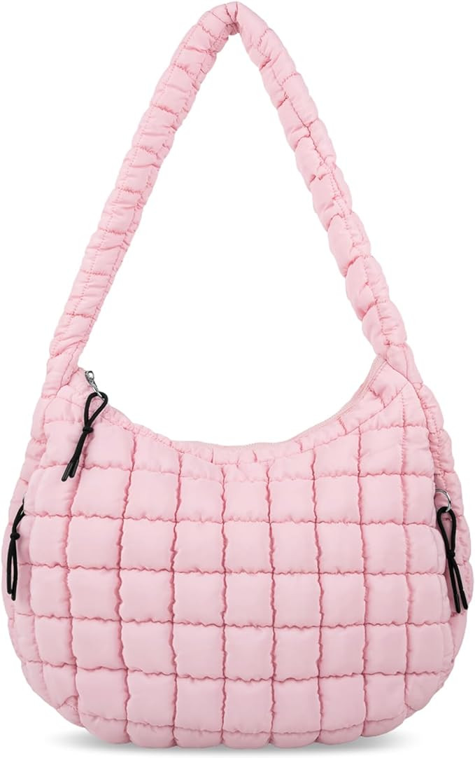 Quilted Puffer Tote Bag for Women Large Quilted Crossbody Bag Lightweight Nylon Puffy Quilted Car... | Amazon (US)