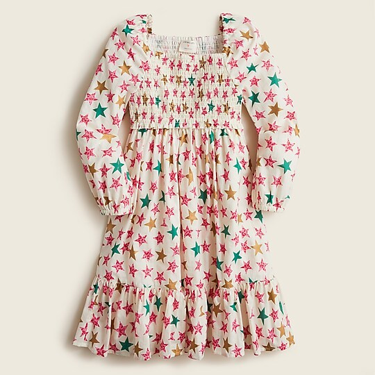 Girls' long puff-sleeve dress in sparkle stars | J. Crew US