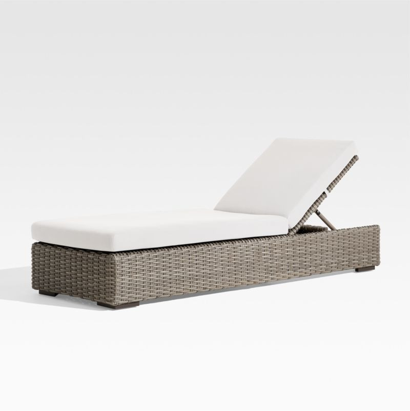 Abaco All-Weather Resin Wicker Outdoor Chaise Lounge with White Sunbrella Cushion + Reviews | Cra... | Crate & Barrel