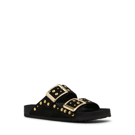 Madden Girl Women's Bodie-S Two Strap Studded Buckle Footbed Sandals | Walmart (US)