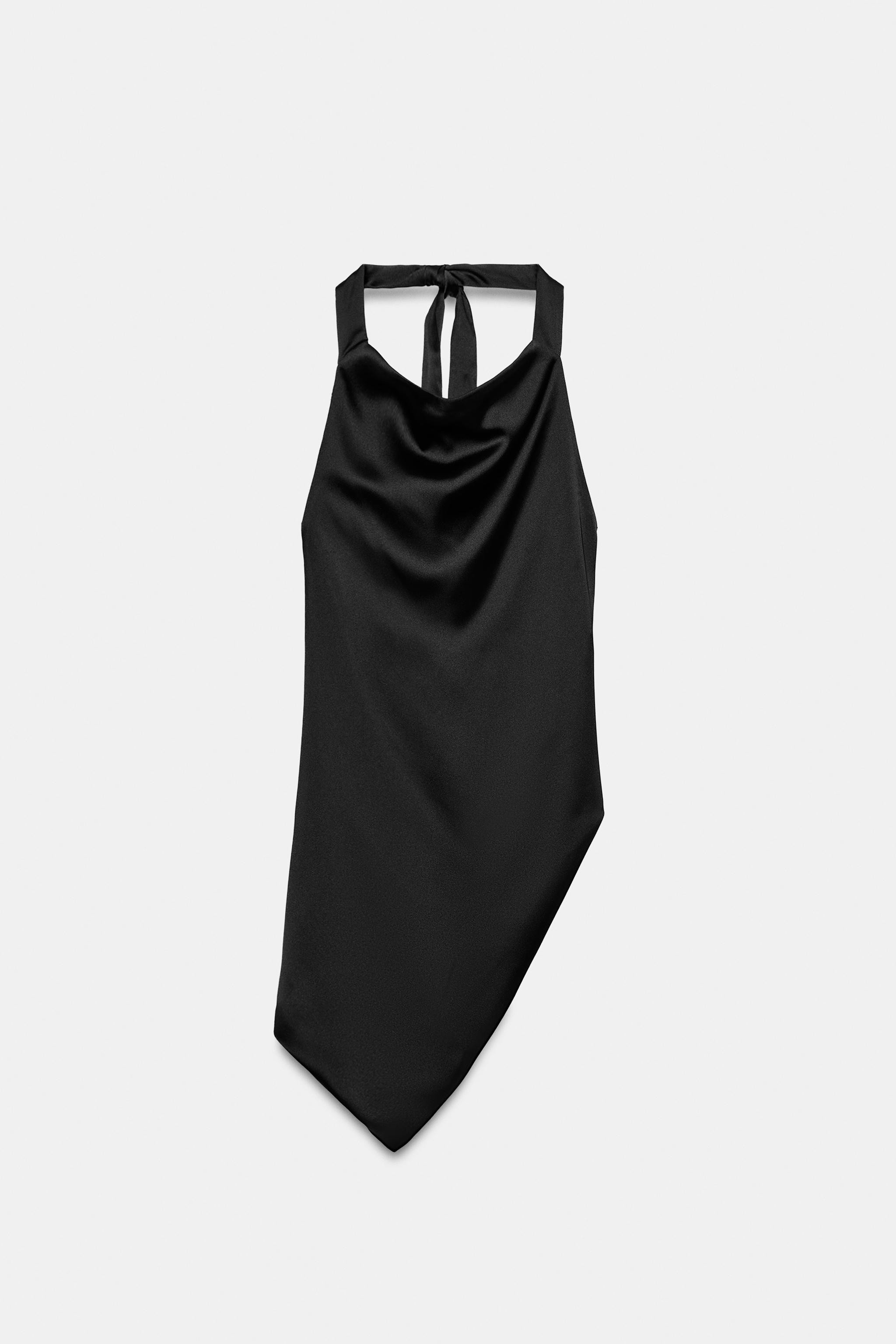 ASYMMETRIC SATIN HALTER TOP | Zara UK