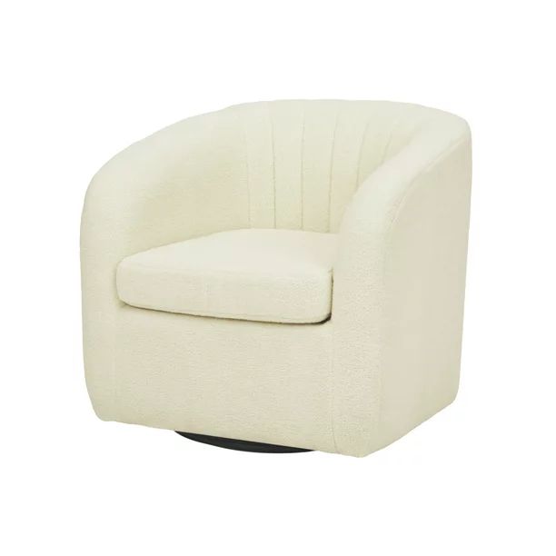Teamson Home Monroe Swivel Tub Accent Chair with Faux Shearing, Ivory | Walmart (US)