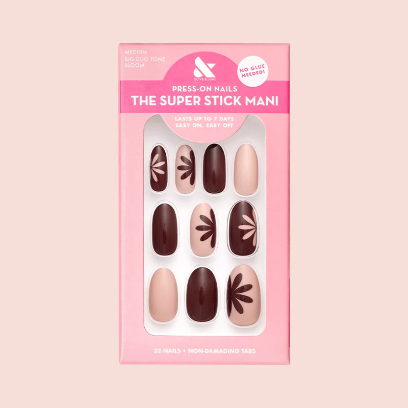 Big Duo Toned Flowers | Medium | Oval - Tab Press-On | Olive & June