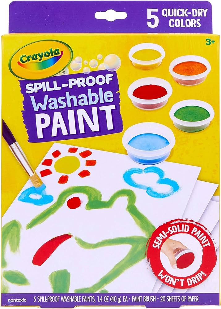 Crayola Spill Proof Paint Set, Washable Paint for Kids, Ages 3, 4, 5, 6 | Amazon (US)
