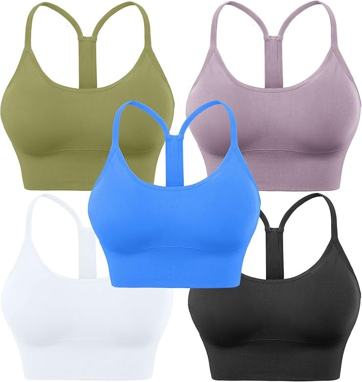 Evercute Racerback Sports Bras Padded Y Racer Back Cropped Bras for Yoga Workout Fitness Low Impa... | Amazon (US)