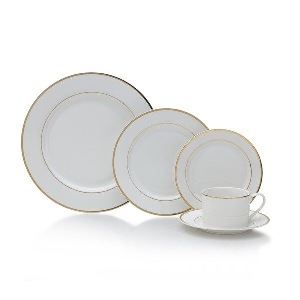 Mikasa Haley Gold/White Porcelain 20-piece Dinnerware Set | Bed Bath & Beyond