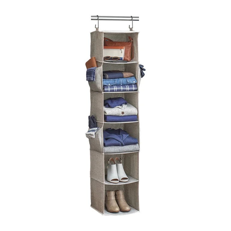 Better Homes & Gardens Gray Hanging Closet Organizer With 6 Shelves & Side Pockets | Walmart (US)