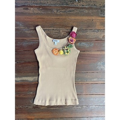 Moschino Cheap & Chic Ribbed Tank Floral Appliqué Italy Size 10 | eBay US