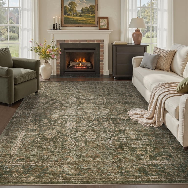 SIXHOME 8'x10' Area Rugs Washable Vintage Rugs for Living Room Distressed Floral Area Rug Indoor ... | Walmart (US)