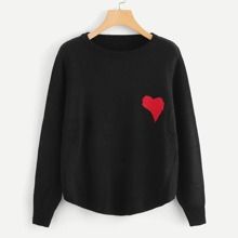 Heart And Letter Pattern Jumper | SHEIN