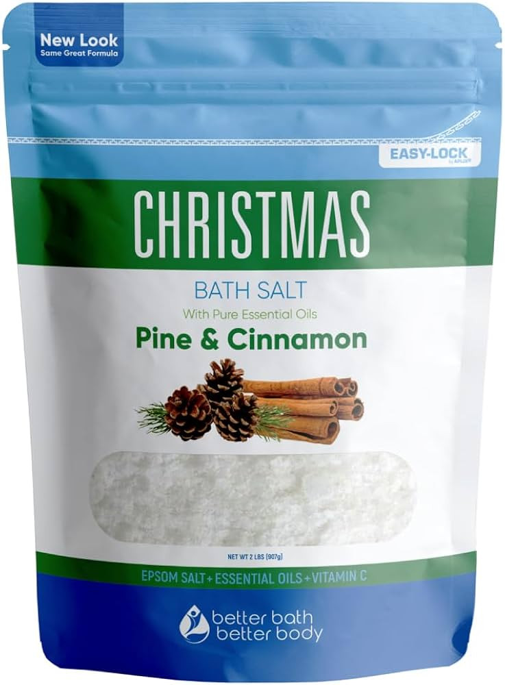 Christmas Bath Salt 32 Ounces Epsom Salt with Natural Pine, Cinnamon, Peppermint, Clove and Orang... | Amazon (US)