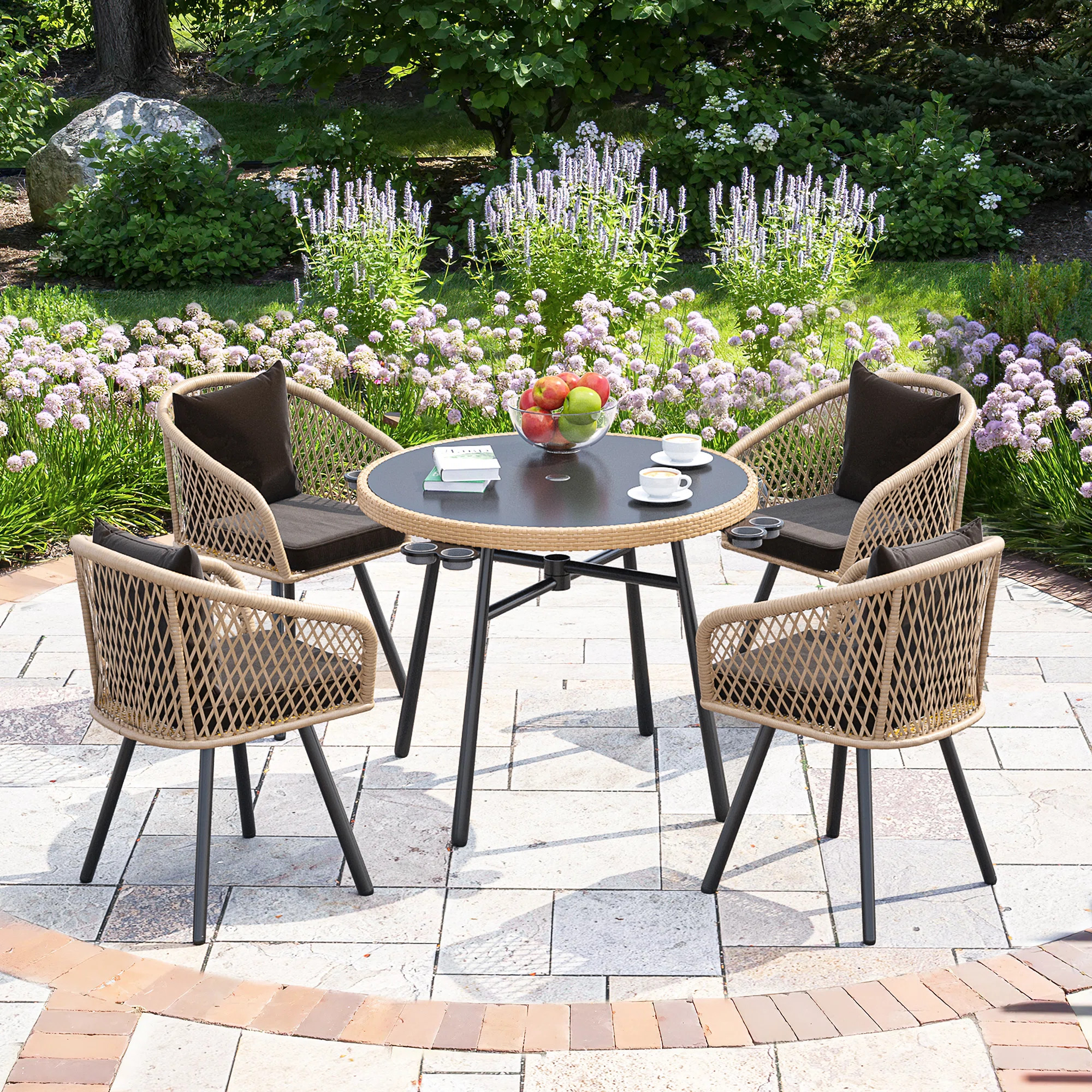 Corrigan Studio Latitude Run® Gray 5-Piece Outdoor Patio Furniture Dining Set & Reviews - Wayfai... | Wayfair North America