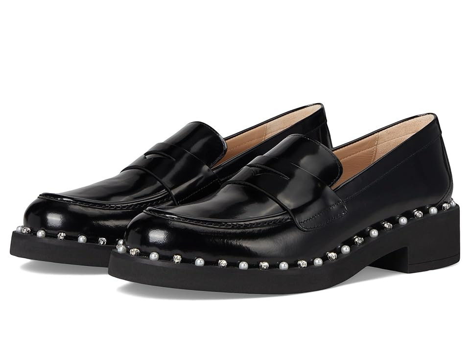 Stuart Weitzman Reverie Loafers Women's Flat Shoes Black : 9 M, Leather/Vinyl | Zappos
