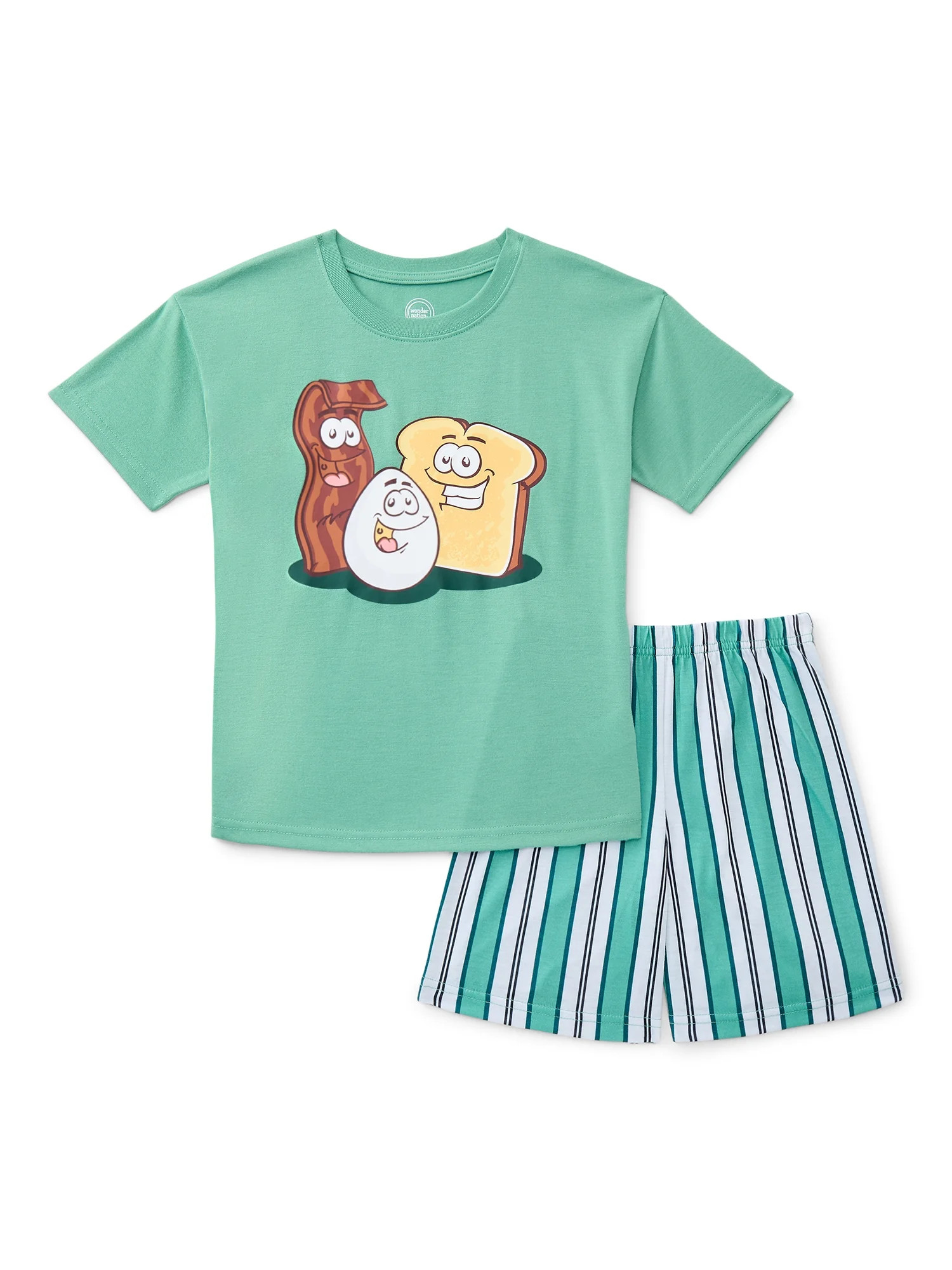 Wonder Nation Boys Tee and Shorts Pajama Set, 2-Piece, Sizes 4-18 | Walmart (US)