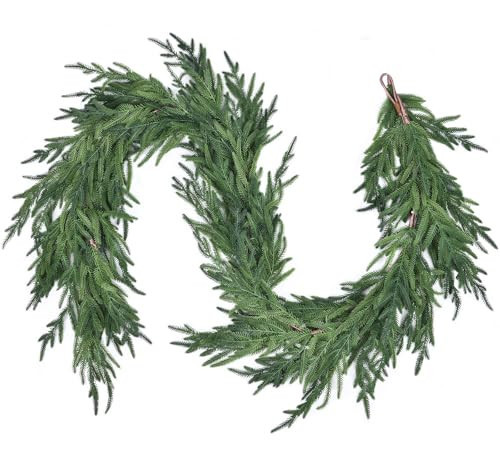 Fomlily Christmas Norfolk Pine Garland - 6ft Artificial Pine Greenery Garlands, Real Touch for Christmas Holiday Mantle Fireplace Table Home Decor (6 feet) | Amazon (US)