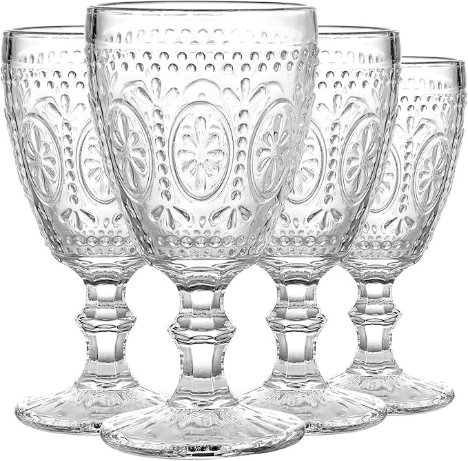 abrwyy Vintage Wine Glasses Set of 4, 11oz Stemmed Glassware for Everyday | Amazon (US)