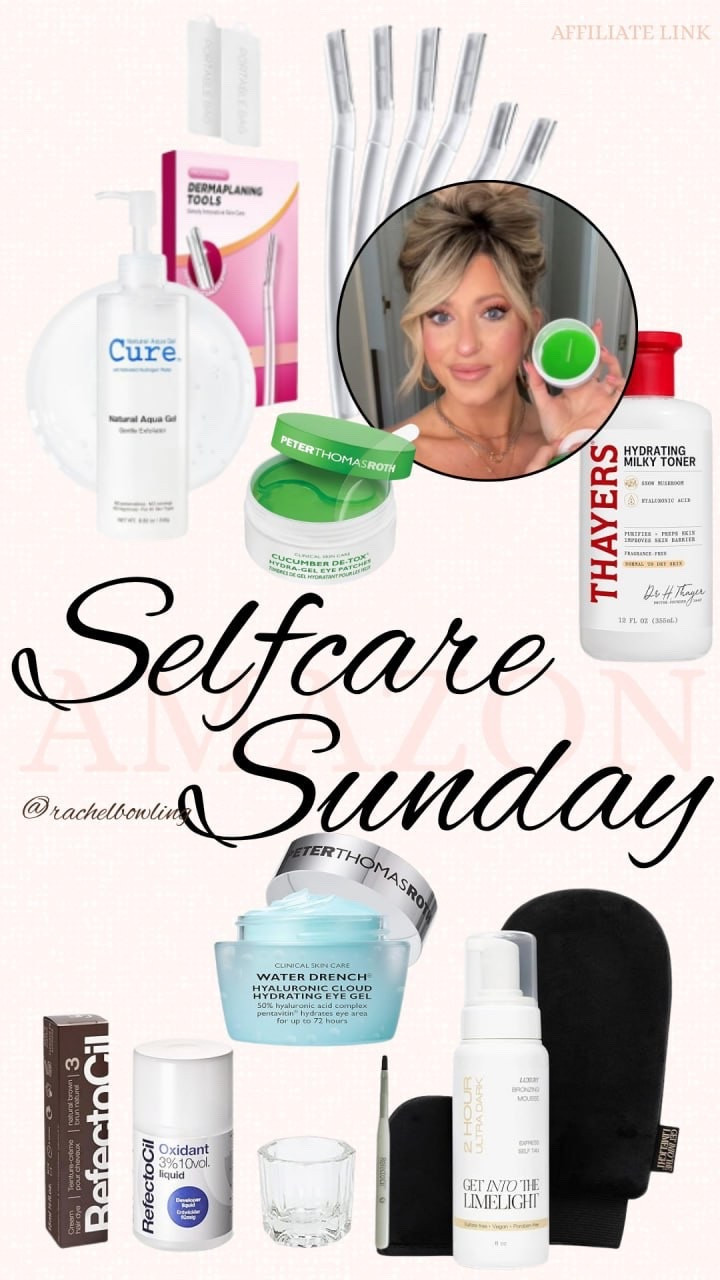 ✨ Self-Care Sunday Reset ✨
Because your skin deserves as much love as your soul 💆‍♀️
A little dermaplaning, a lot of hydration, and just enough glow to feel brand new.

🧖‍♀️ Products I’m loving right now:
• Peter Thomas Roth Cucumber Eye Patches + Water Drench Gel
• Cure Aqua Gel Exfoliator
• Thayers Milky Toner
• Refectocil Brow Tint
• Get Into the Limelight Bronzing Mousse

Take the time today to refresh, restore, and radiate. 💫

#SelfCareSunday #AmazonFinds #SkincareRoutine #SundayReset #GlowUp


#LTKBeauty #LTKGiftGuide #LTKBeauty