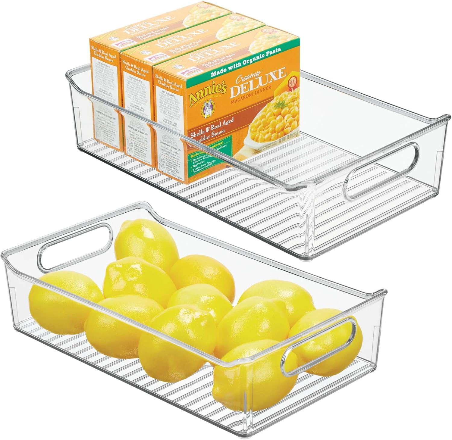 mDesign Plastic Kitchen or Pantry Storage Bins with Handles - Organization in Cabinet, Fridge or ... | Amazon (US)