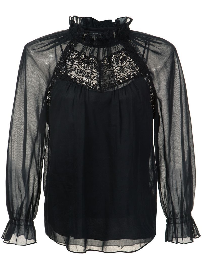 lace panel blouse, Women's, Size: 2, Black, Cotton, Marc Jacobs | FarFetch US
