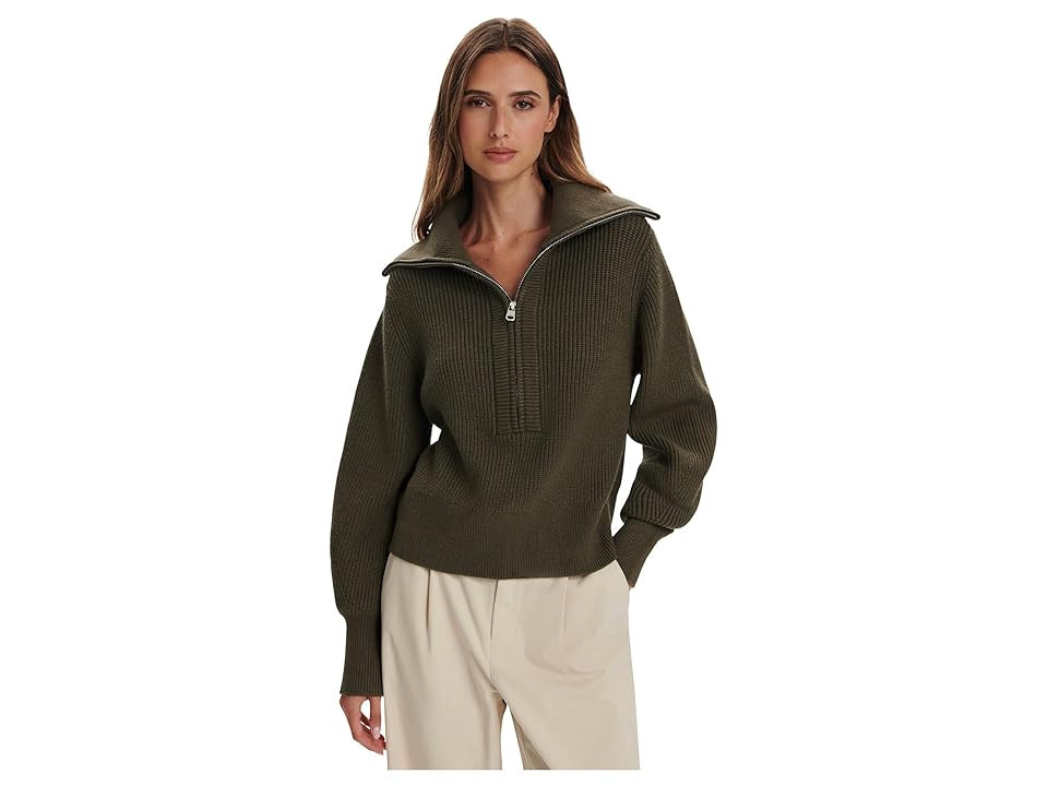 Varley Maura Half Zip Rib Knit Women's Sweater Olive Night : SM, Nylon/Polyester | Zappos