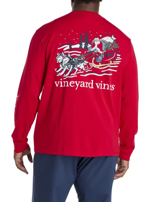vineyard vines Big & Tall Santa Paws Long-Sleeve Graphic T-Shirt in Red Velvet at Nordstrom, Size Xlt | Nordstrom