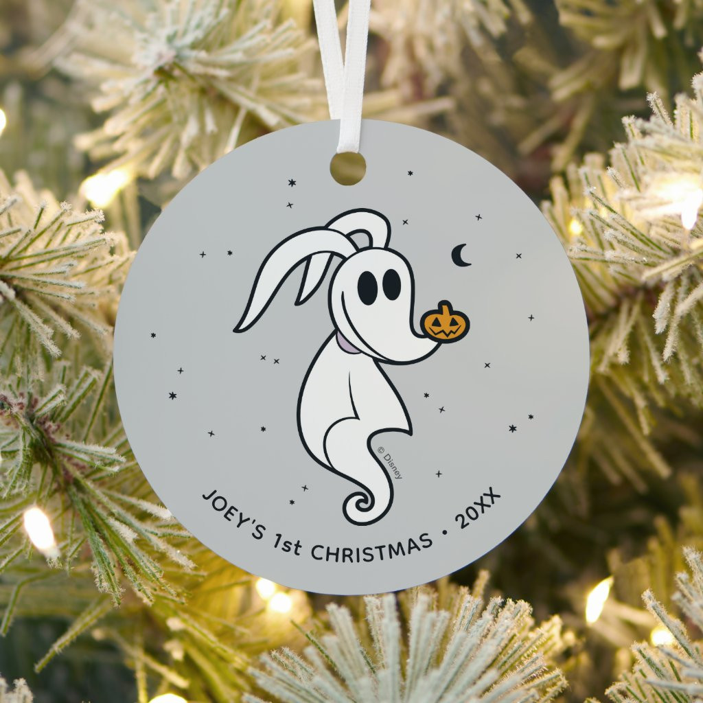 Nightmare Before Christmas' Zero | First Chirstmas Metal Ornament | Zazzle